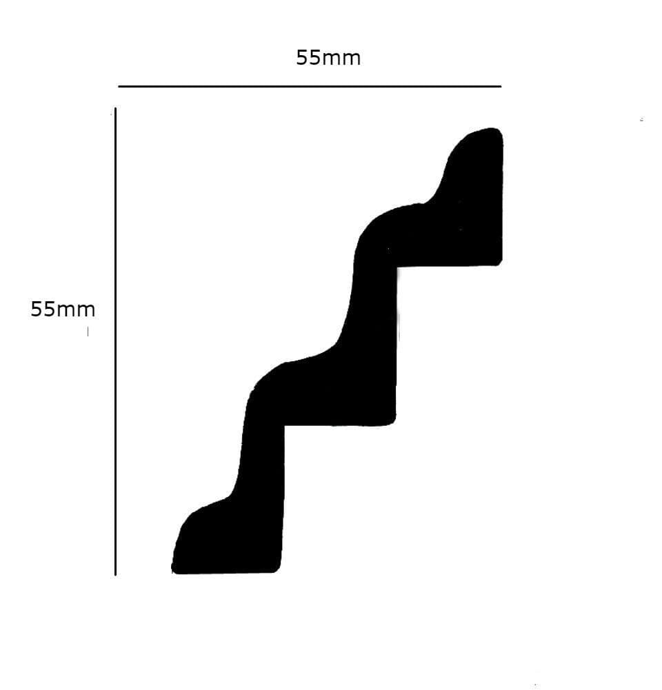 3 Step Art Deco Plaster Coving 55mm x 55mm