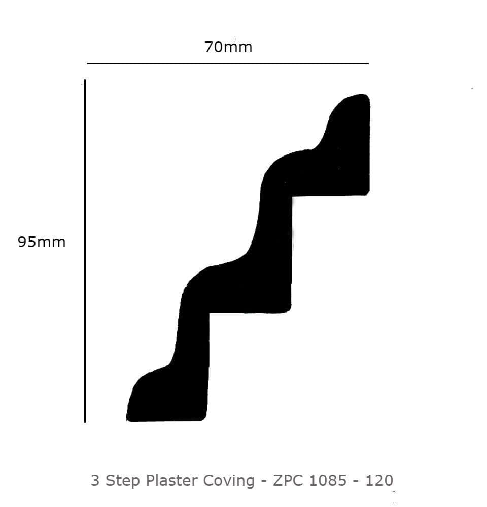 3 Step Plaster Coving 70mm x 95mm