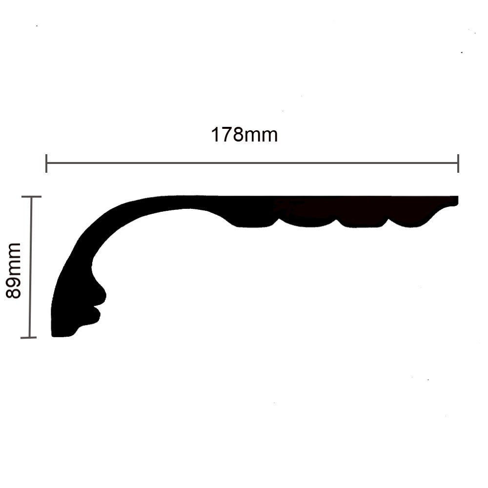 Swan Neck Plaster Coving 178mm x 89mm