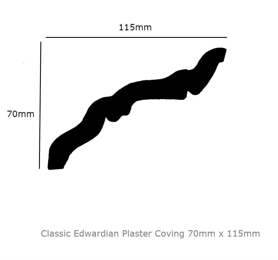 Classic Edwardian Plaster Coving 115mm x 70mm