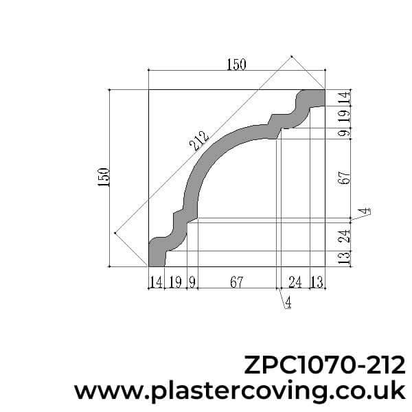 Extra Large Spartan Plaster Coving 150mm x 150mm