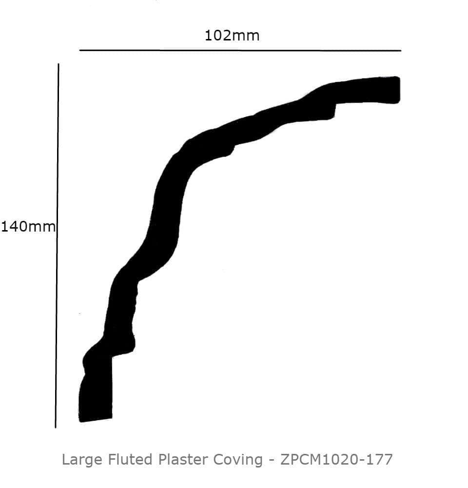 Large Fluted Plaster Coving 102mm x 140mm