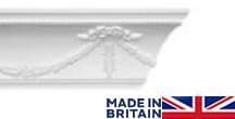 Large Swag and Bow Plaster Coving 98mm x 145mm