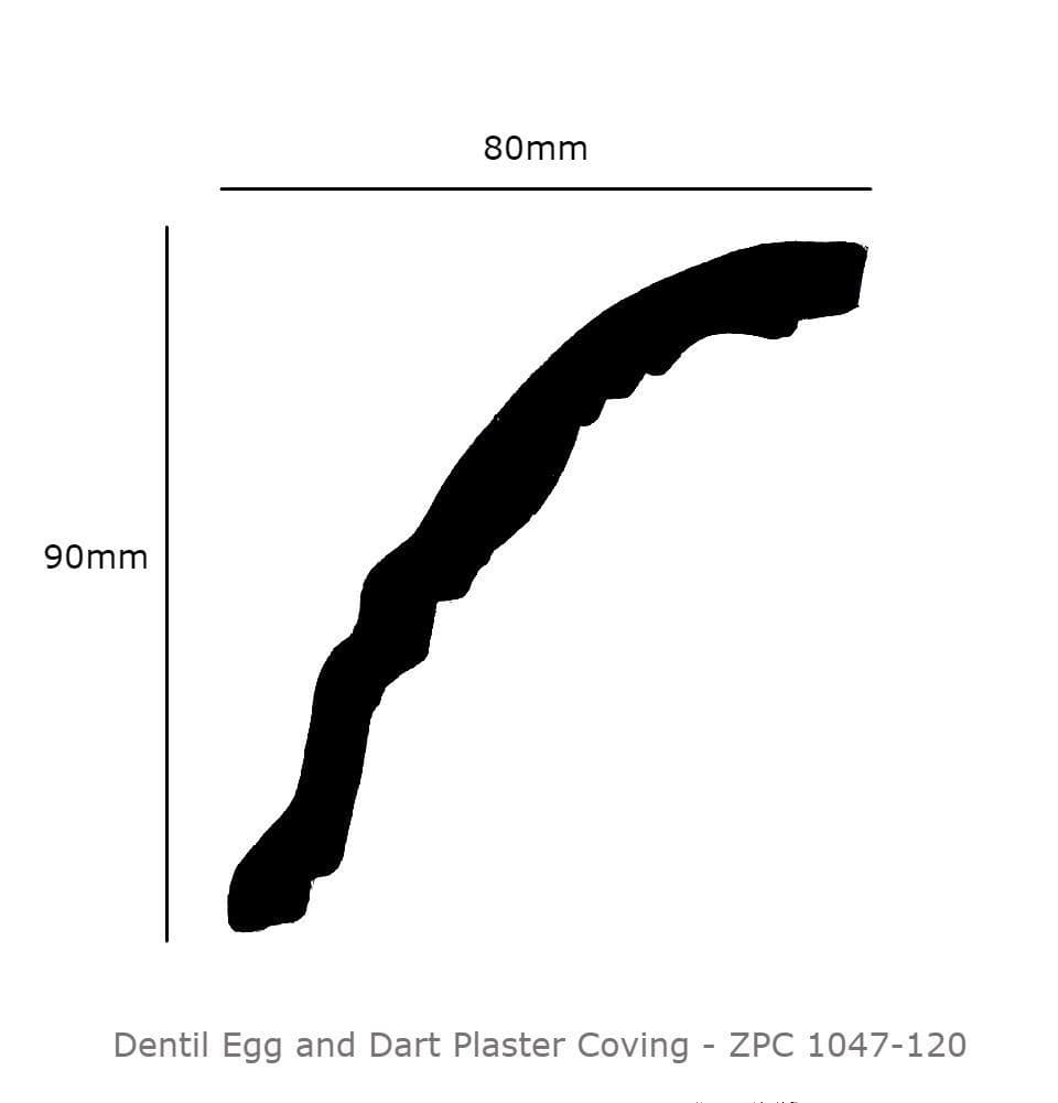 Dentil Egg and Dart Plaster Coving 80mm x 90mm